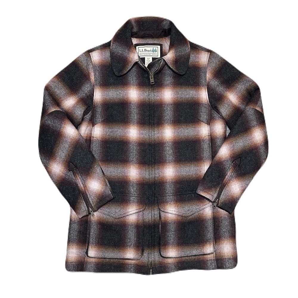 L.L. Bean Maine Guide Women’s Wool Parka Size M Primaloft Quilted Shadow Plaid - Picture 1 of 13